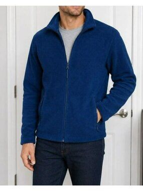 Boston Traders Mens Full-Zip Blue Fleece Jacket XL Zipper Pockets